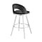 Armen Living Lottech Swivel Bar Stool in Brushed Stainless Steel with Black Faux Leather 840254335400 - alternate 3